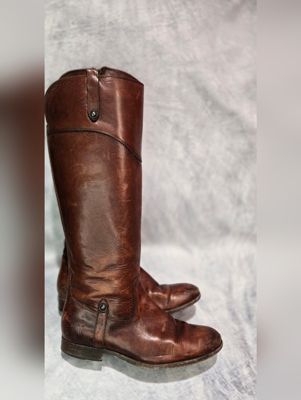 Frye Melissa Tab Tall Dark Brown Leather Riding Boots